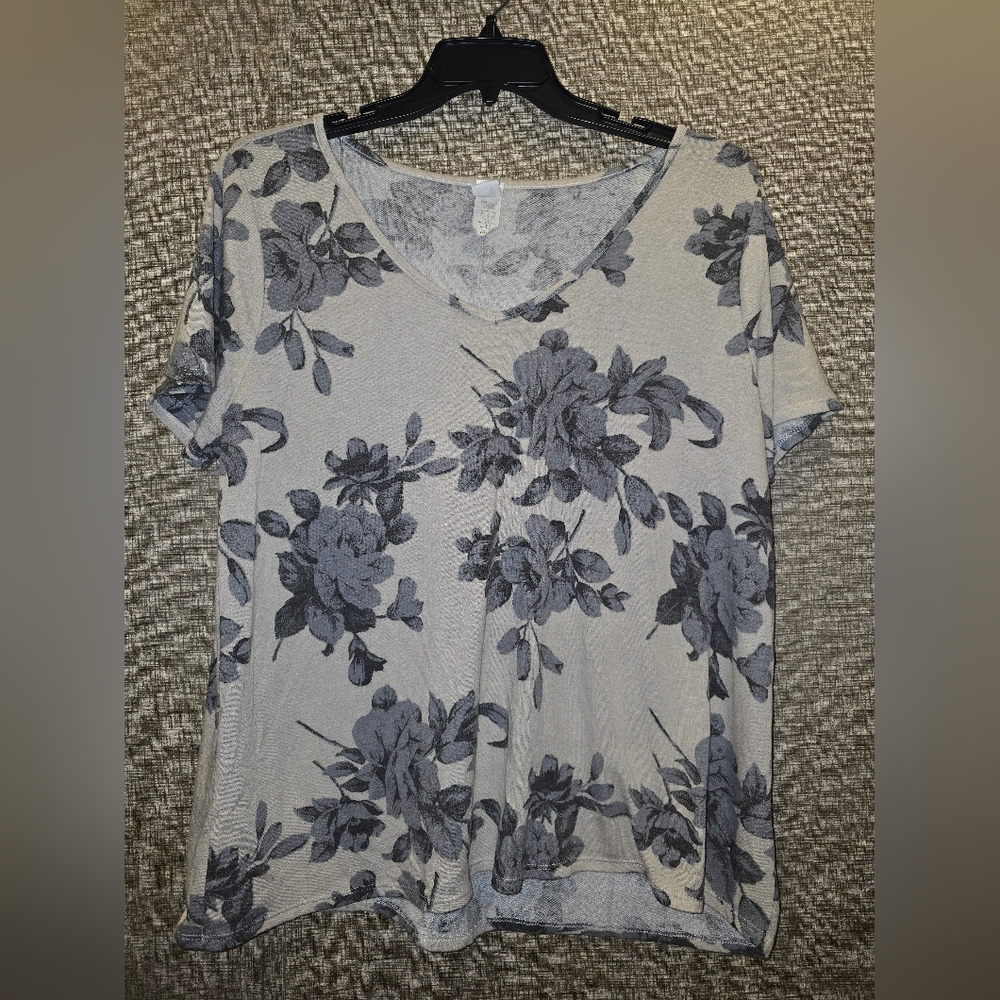 Floral Gray And Cream Shirt